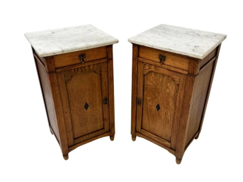 Two Arts & Crafts Art Nouveau Oak Nightstands or Bedside Tables, 1900s